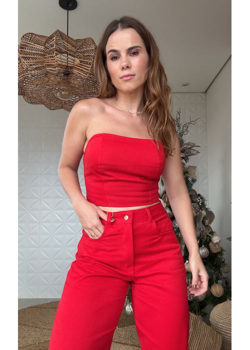 Top Jeans Laura Vermelha - LUCIELENA LARA