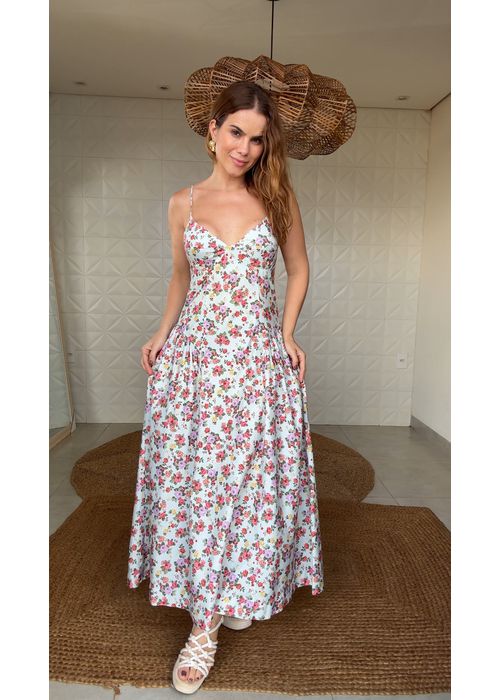 Vestido Buque Romantico Estampado - LUCIELENA LARA