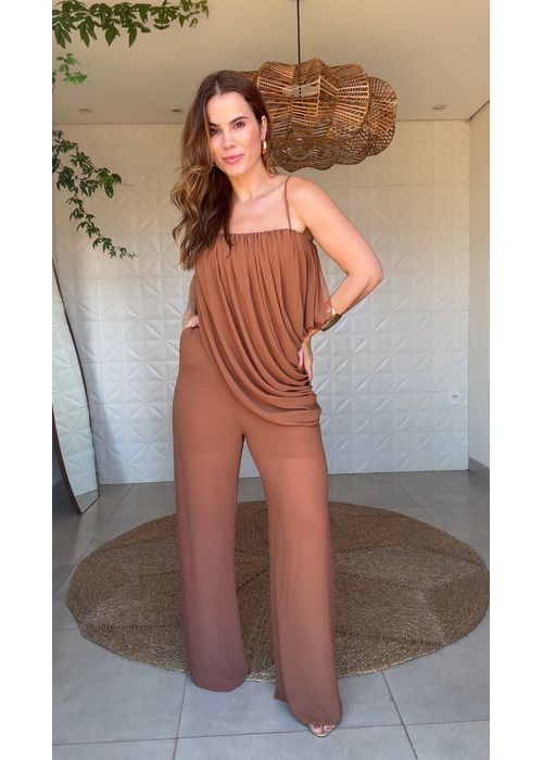 Conjunto Body E Calça Flor De Lichia Marrom - LUCIELENA LARA