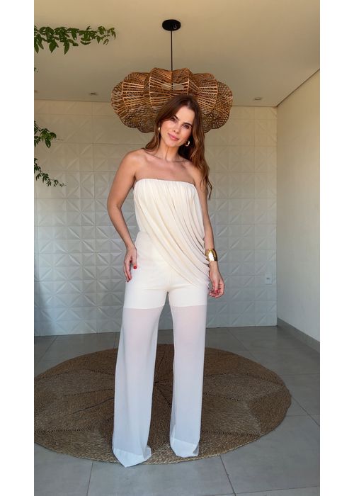 Conjunto Body E Calça Flor De Lichia Off White - LUCIELENA LARA