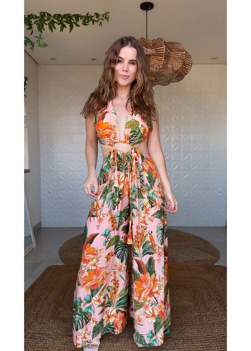 Macacão Canto Dos Passaros Estampado - LUCIELENA LARA