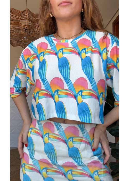 Tshirt Cropped Tucanitas Estampado - LUCIELENA LARA