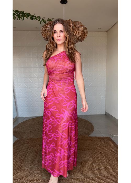 Vestido Tule Ombro Só Laços Estampado - LUCIELENA LARA