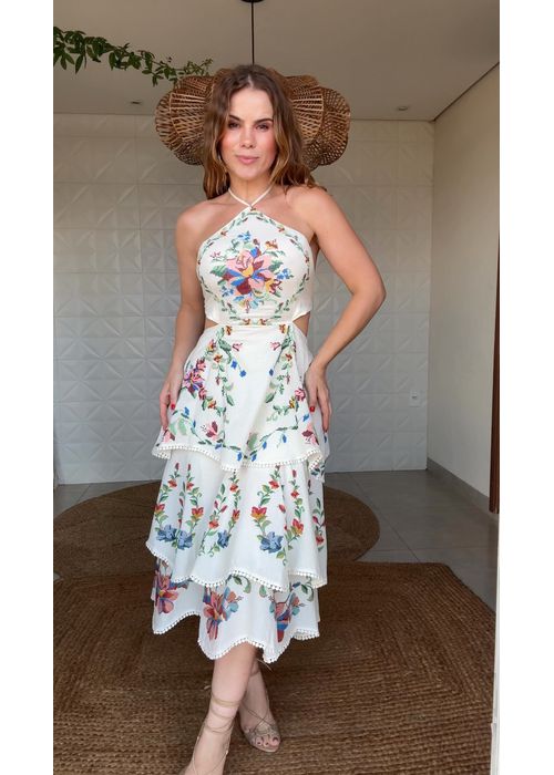 Vestido Bordado Brisa Serena Estampado - LUCIELENA LARA