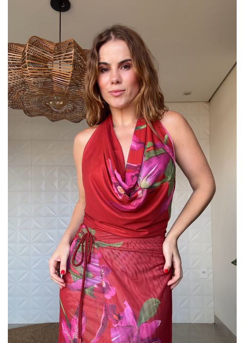 Blusa Tule Floral Orquidea Estampado - LUCIELENA LARA