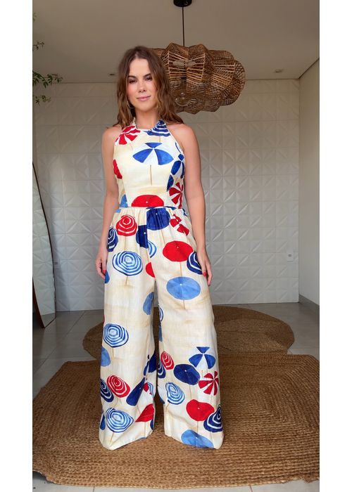 Macacão Pantalona Guarda Sol Estampado - LUCIELENA LARA