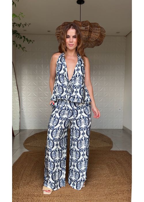 Calça Cavalos Marinhos Estampado - LUCIELENA LARA