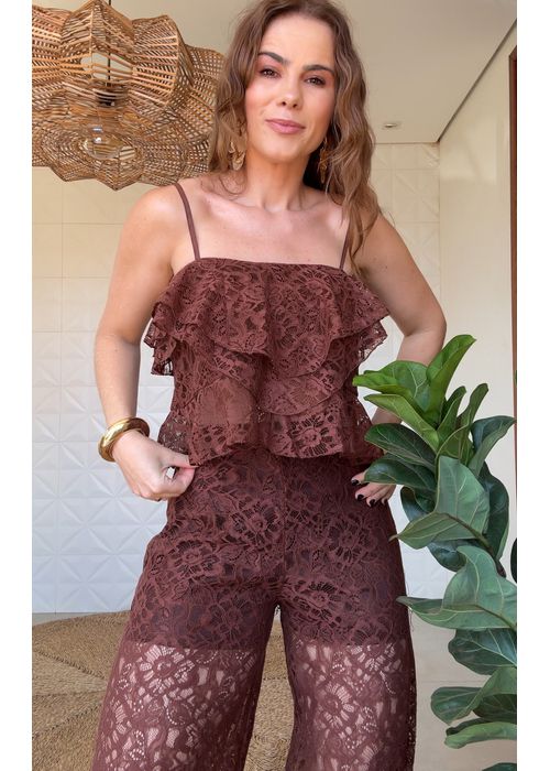 Top Renda Iris Marrom - LUCIELENA LARA