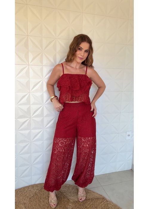 Calça Aladin Iris Chiclê Vermelha - LUCIELENA LARA