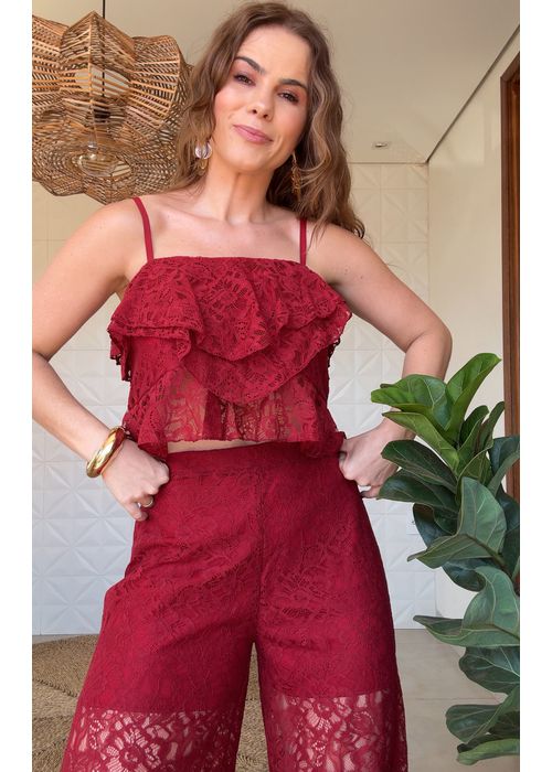 Top Renda Iris Vermelha - LUCIELENA LARA