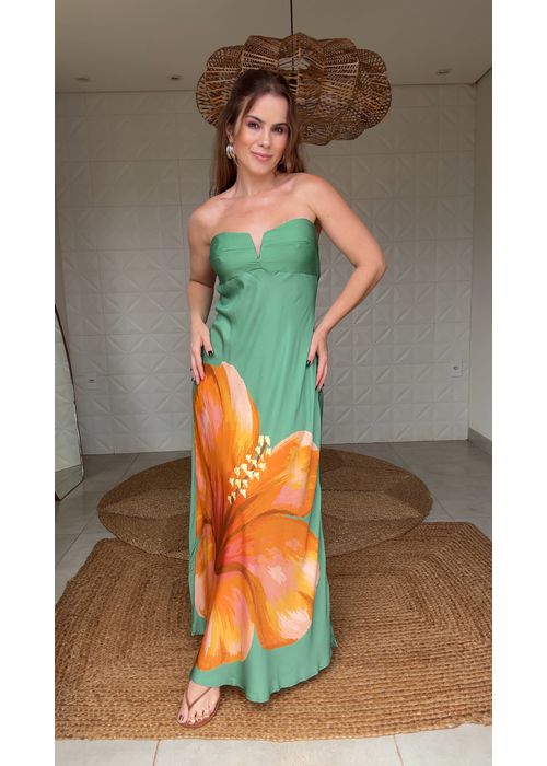 Vestido Longo Reto Thalia Estampado - LUCIELENA LARA