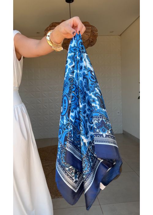 Lenço Liso Seda Azul Marinho - LUCIELENA LARA