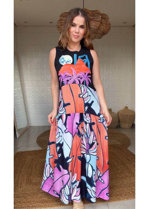 Vestido Cropped Rio Vertical Estampado - LUCIELENA LARA