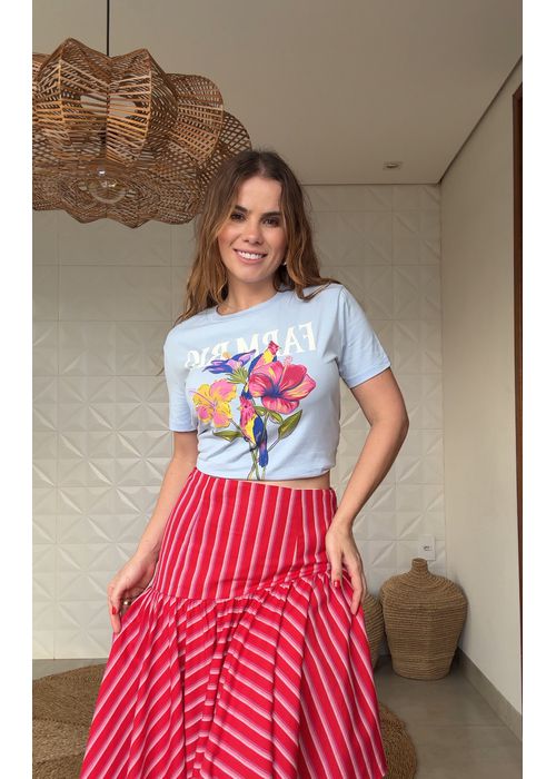 Tshirt Fit Flores Passaros Estampado - LUCIELENA LARA