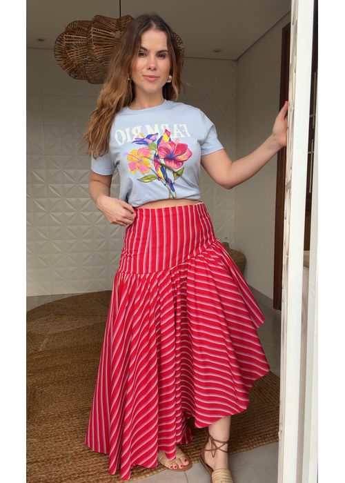 Tshirt Fit Flores Passaros Estampado - LUCIELENA LARA