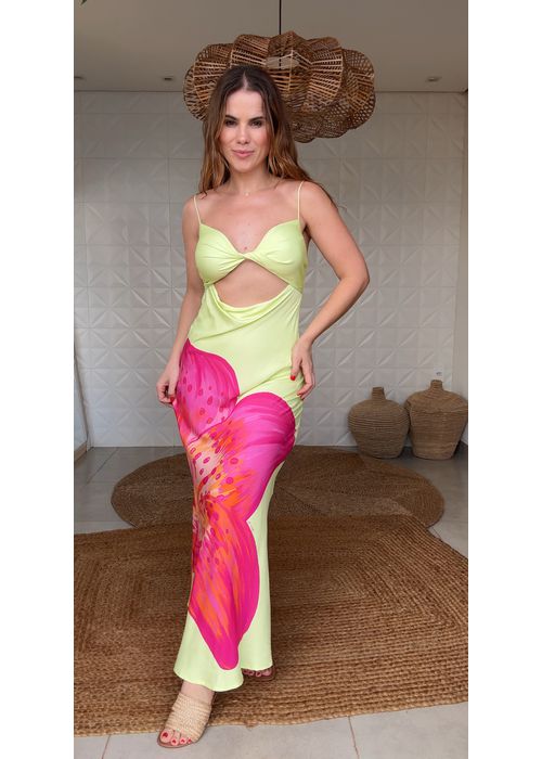 Vestido Enviesado Lirio Tropical Estampado - LUCIELENA LARA