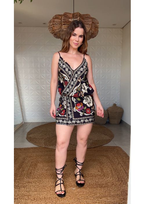 Vestido Curto Flor De Fita Estampado - LUCIELENA LARA