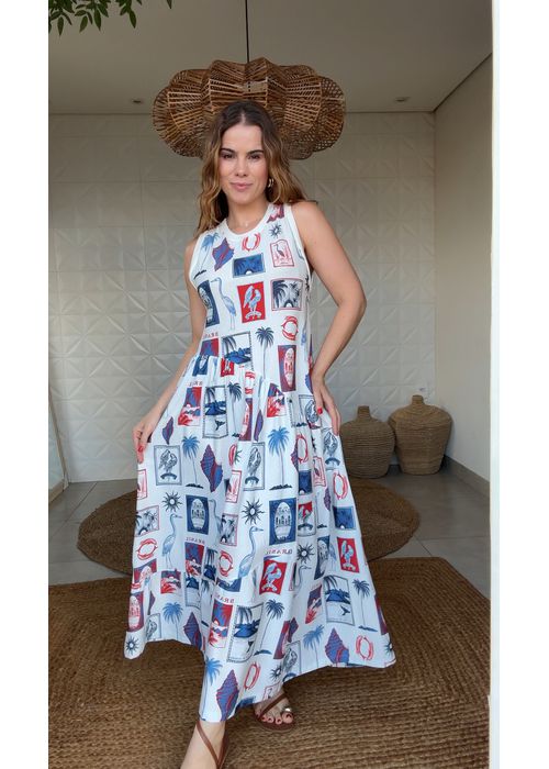 Vestido Cropped Tropical Vintage Estampado - LUCIELENA LARA