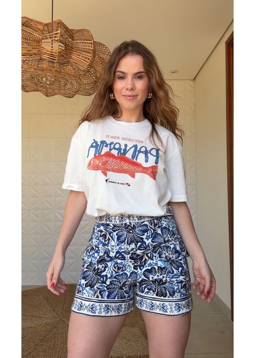 Short Sarja Paraíso De Flor Estampado - LUCIELENA LARA