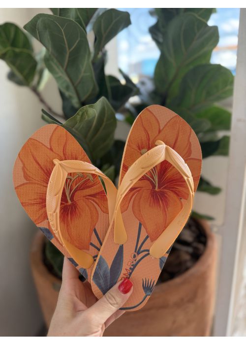Chinelo Maxi Flor Laranja - LUCIELENA LARA