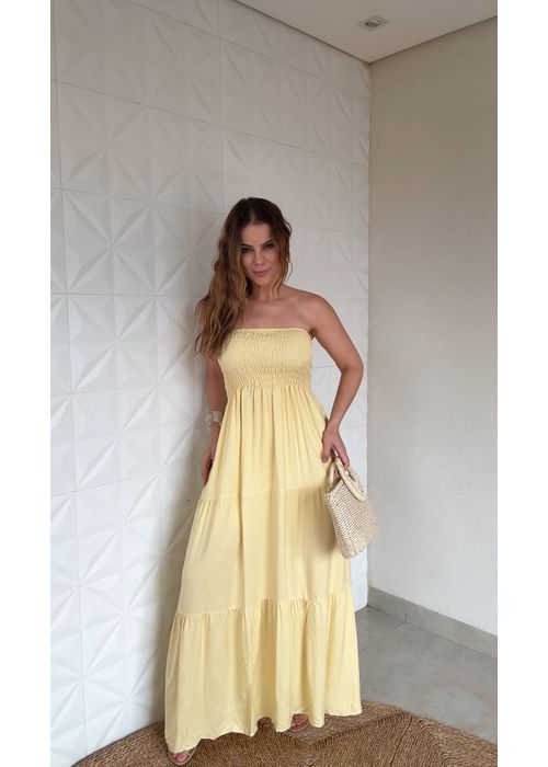 Vestido Valentina Amarelo Mantega - LUCIELENA LARA