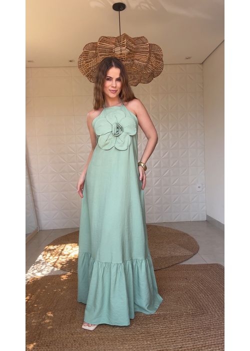 Vestido Longo Lina Verde Oliva - LUCIELENA LARA