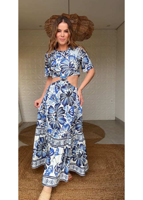 Vestido Cropped Paraiso De Flores Estampado - LUCIELENA LARA