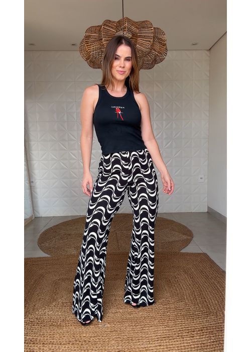 Calça Flare Peixe Copa Estampado - LUCIELENA LARA