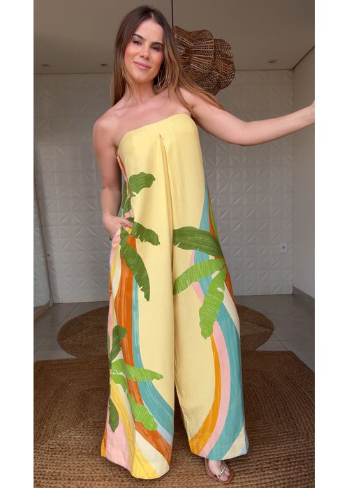 Macacão Pantalona Paisagem Carioca Estampado - LUCIELENA LARA