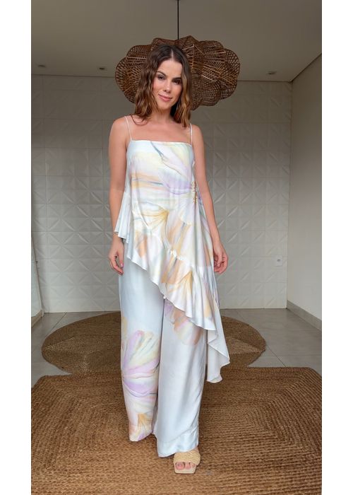 Calça Pantalona Perola Do Mar Estampado - LUCIELENA LARA