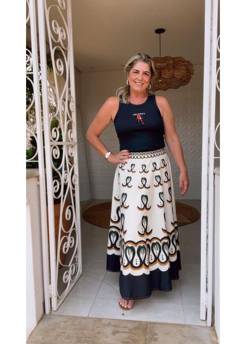 Saia Gode Floresta De Onda Estampado - LUCIELENA LARA