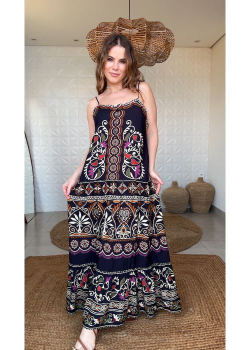 Vestido Longo Adriele Estampado - LUCIELENA LARA