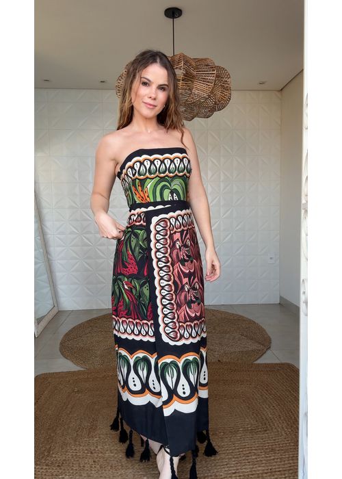 Vestido Lenço Floresta De Onda Estampado - LUCIELENA LARA