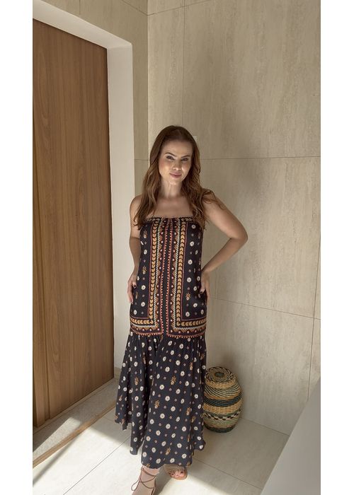Vestido Longo Lenço Lili Estampado - LUCIELENA LARA