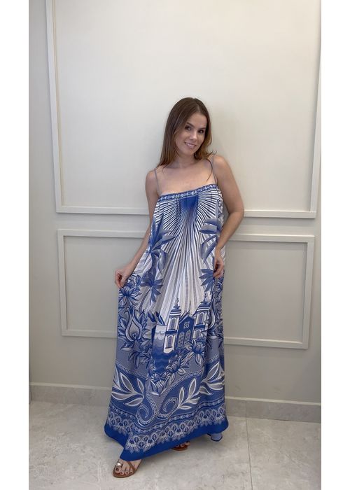 Vestido Longo Afeto Tropical Estampado - LUCIELENA LARA
