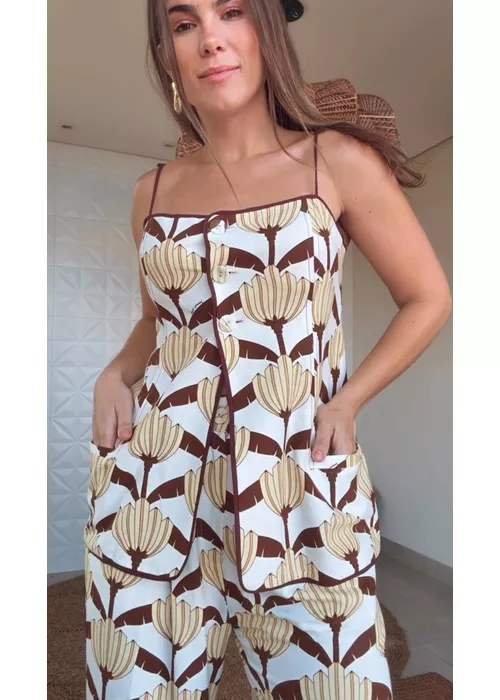 Tunica Alfaiataria Banana Decorada Estampado - LUCIELENA LARA
