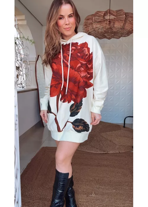 Casaco Moletom Flor Rosalia Estampado - LUCIELENA LARA