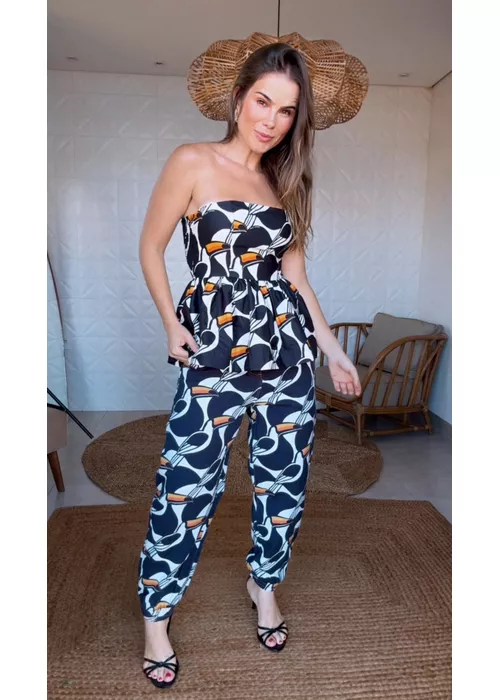 Calça Jogger Sarja Copatucano Estampado - LUCIELENA LARA