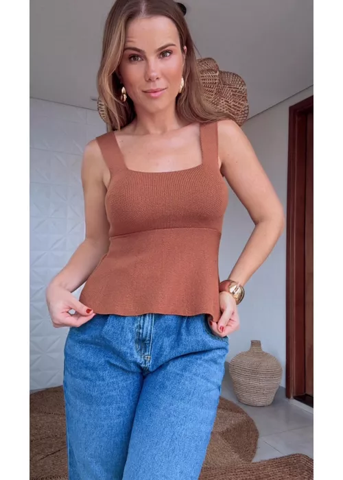 Blusa Peplum Lizzie Caramelo - LUCIELENA LARA