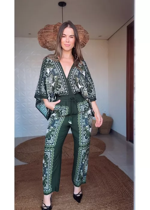 Calça Lenço Onça Mística Estampado - LUCIELENA LARA