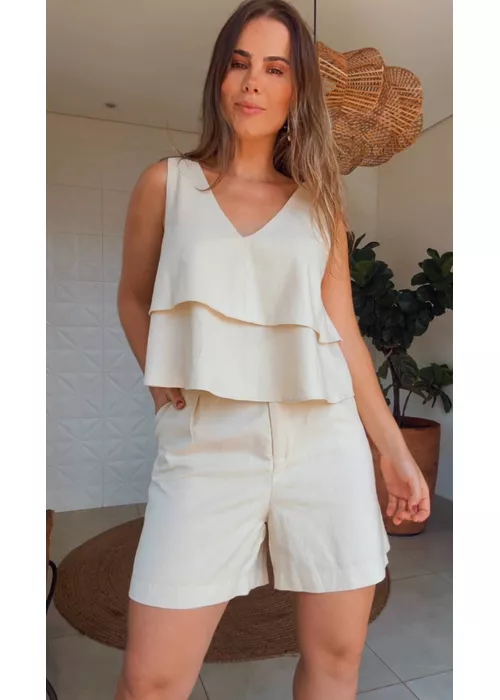 Conjunto Chiclé Regata E Short Básico Luiza Creme - LUCIELENA LARA