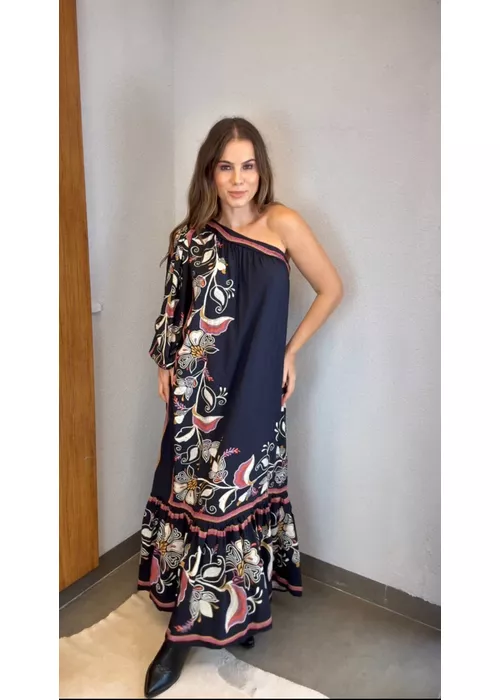 Vestido Ombro Só Lenço Lia Estampado - LUCIELENA LARA