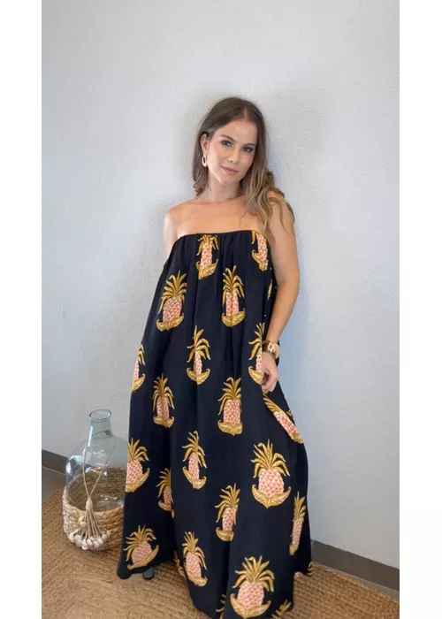 Vestido Longo Amalfi Abacaxi Estampado - LUCIELENA LARA
