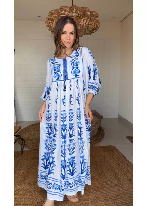 Vestido Manga Longa Antônia Estampado - LUCIELENA LARA