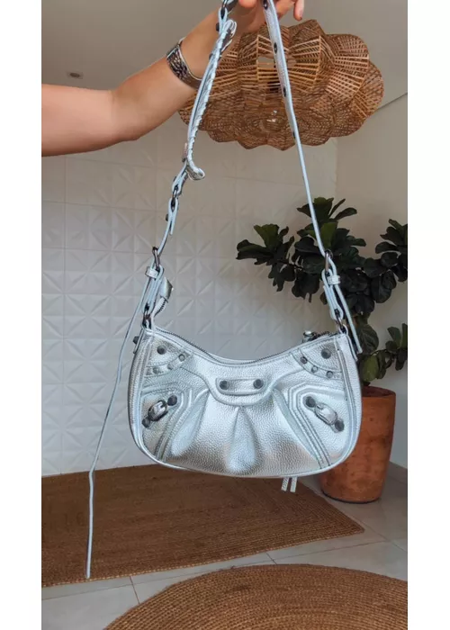 Bolsa Detalhes Metalizados Prata - LUCIELENA LARA