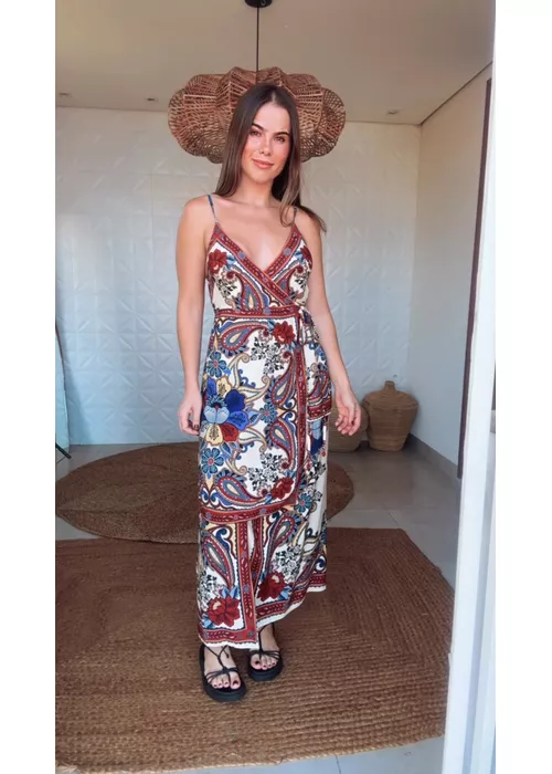Vestido Cropped Borboleta Retro Estampado - LUCIELENA LARA