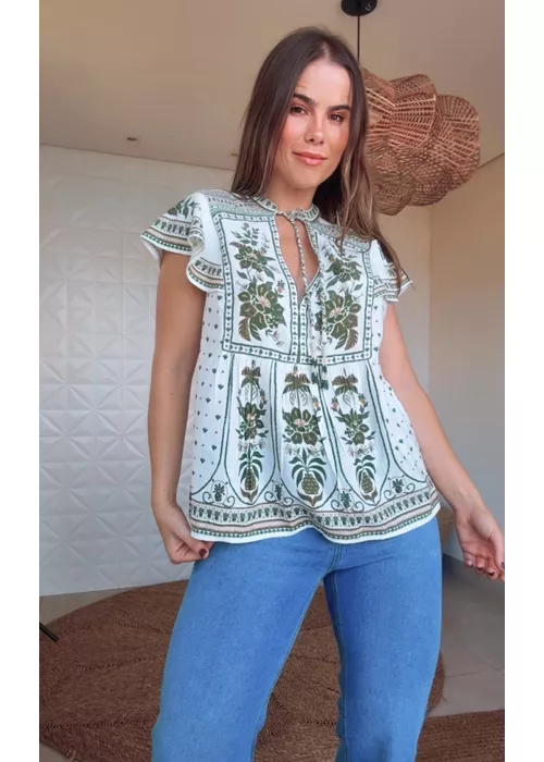 Blusa Bata Mari Estampado - LUCIELENA LARA