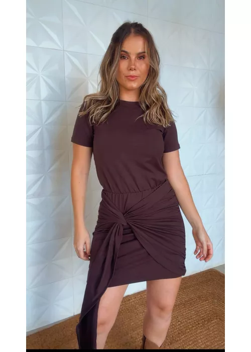 Vestido Curto Taís Marrom - LUCIELENA LARA
