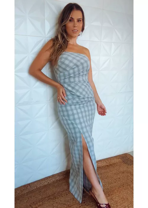 Vestido Longo Tomara Que Caia Xadrez - LUCIELENA LARA