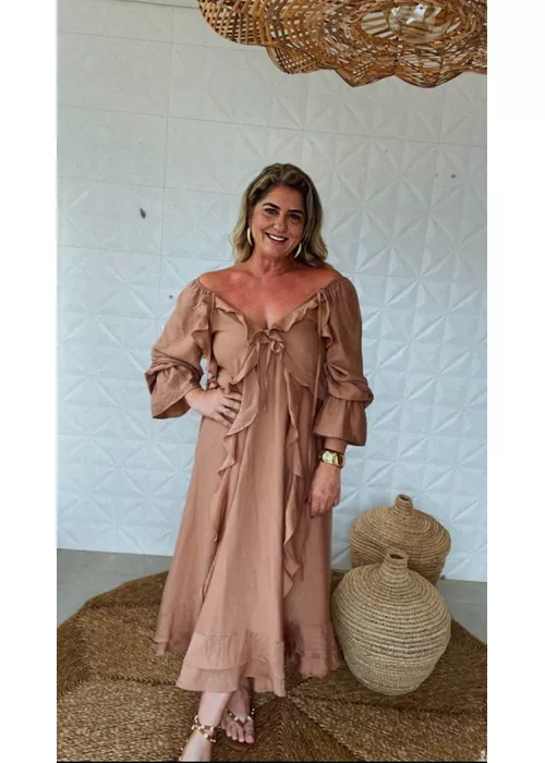 Vestido Boho Mocha Mousse - LUCIELENA LARA